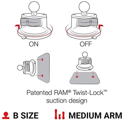 Best Ram Mount Twist universal X-GRIP suction closure mount Cell Phone Holder, Black (1Set) - Image 2