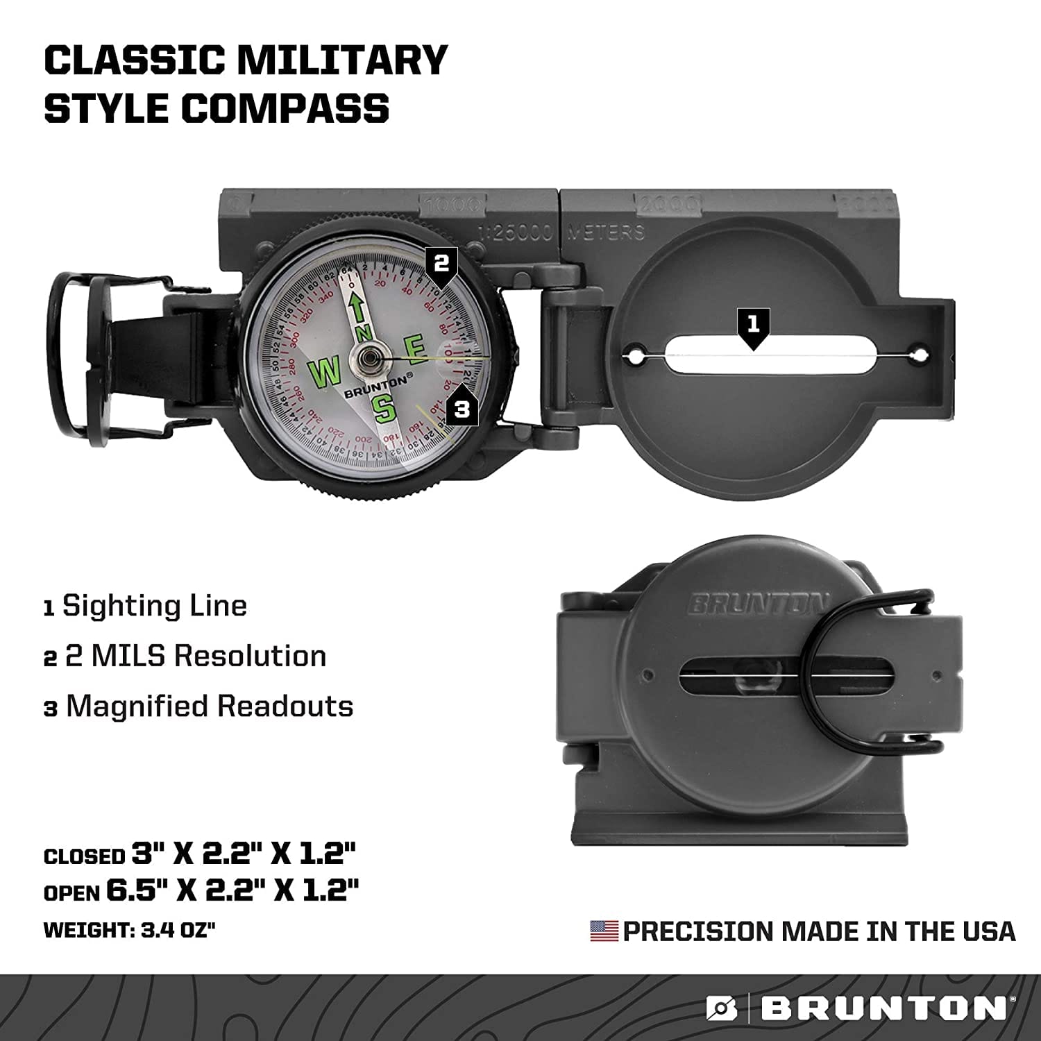 Compass Brunton F-9077 Lensatic Military-Style - Image 2