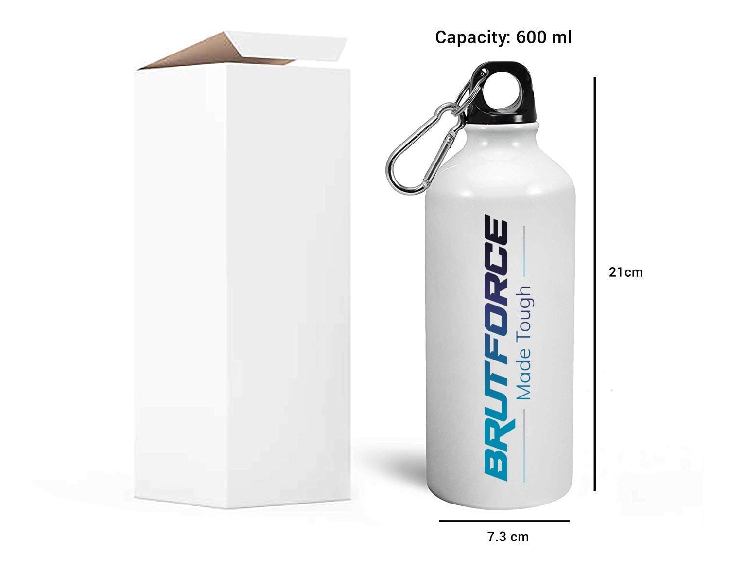 BRUTFORCE Sports Bottle 600ml | Designer Water Bottles | Metal Based with Black Cap and Easy to Hold Grip Sipper - Image 4
