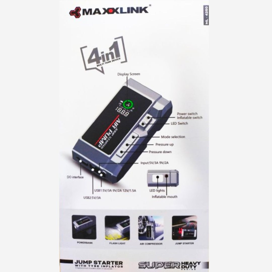 Heavy duty Jump Starter 4 in 1 Multi Task Device with Tyre Inflator | Power Bank and flash light - Image 3