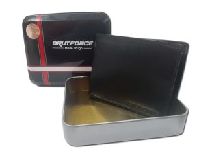 BRUTFORCE Black Leather Wallet for Men|3 Card Slots| 1 Coin Pocket|2 Hidden Compartment|2 Currency Slots with Easy Access Card Container (BFW006)