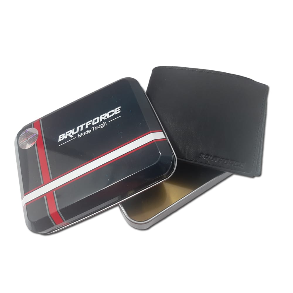 BRUTFORCE Black Leather Wallet for Men|3 Card Slots| 1 Coin Pocket|2 Hidden Compartment|2 Currency Slots with Easy Access Card Container (BFW006) - Image 5